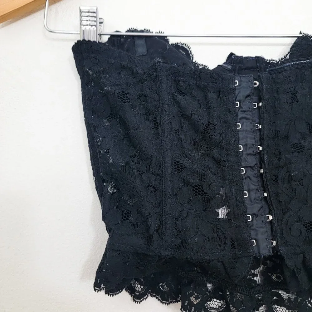 Vintage 90s La Perla Black Lace Bow Bustier Corset Top XS - Picture 5 of 7